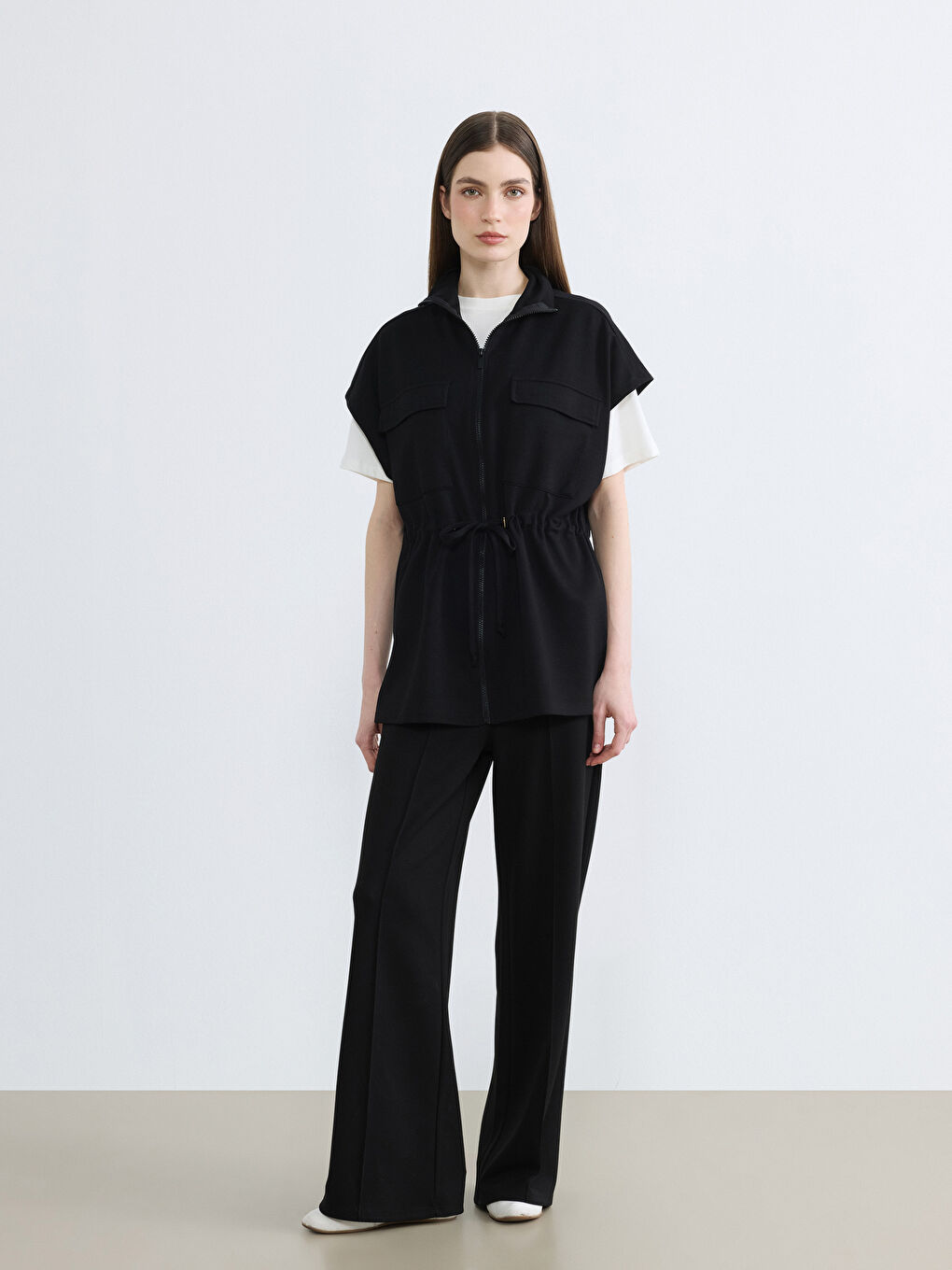 Mock Neck Oversize Women's Waistcoat-1