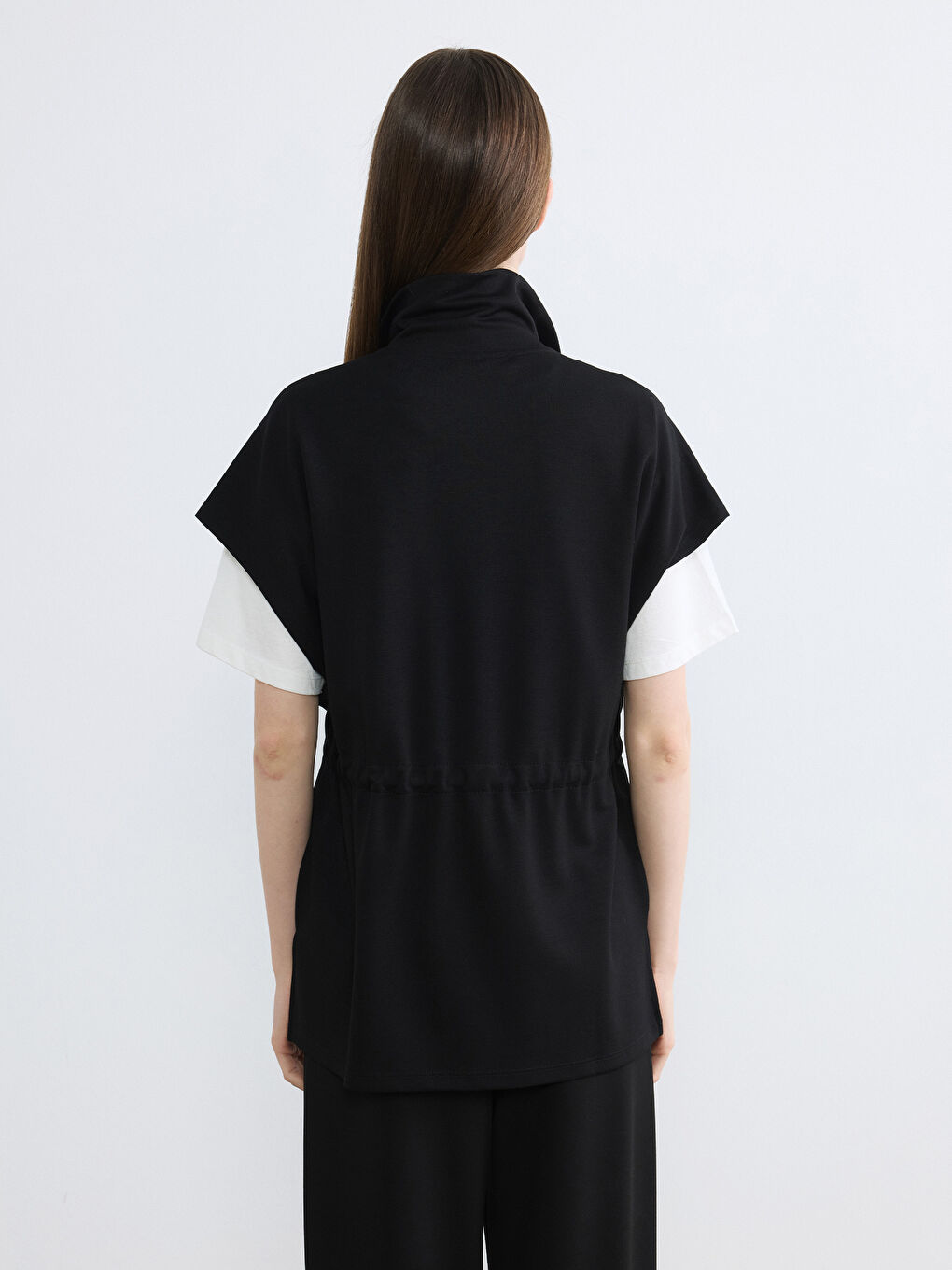 Mock Neck Oversize Women's Waistcoat-3