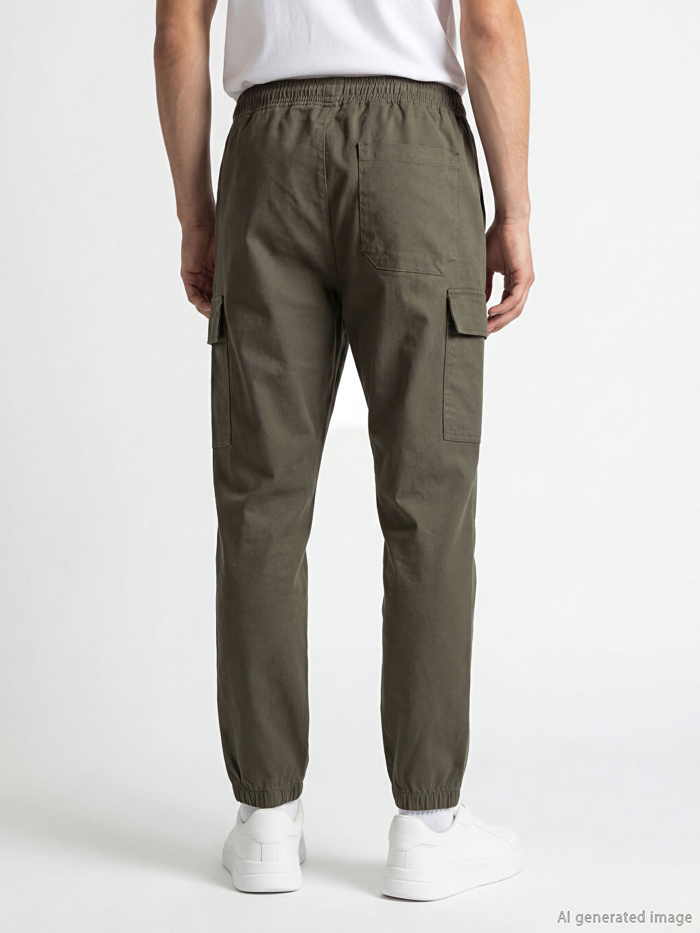 Haki Standart Kalıp Erkek Kargo Cepli Jogger Pantolon-3