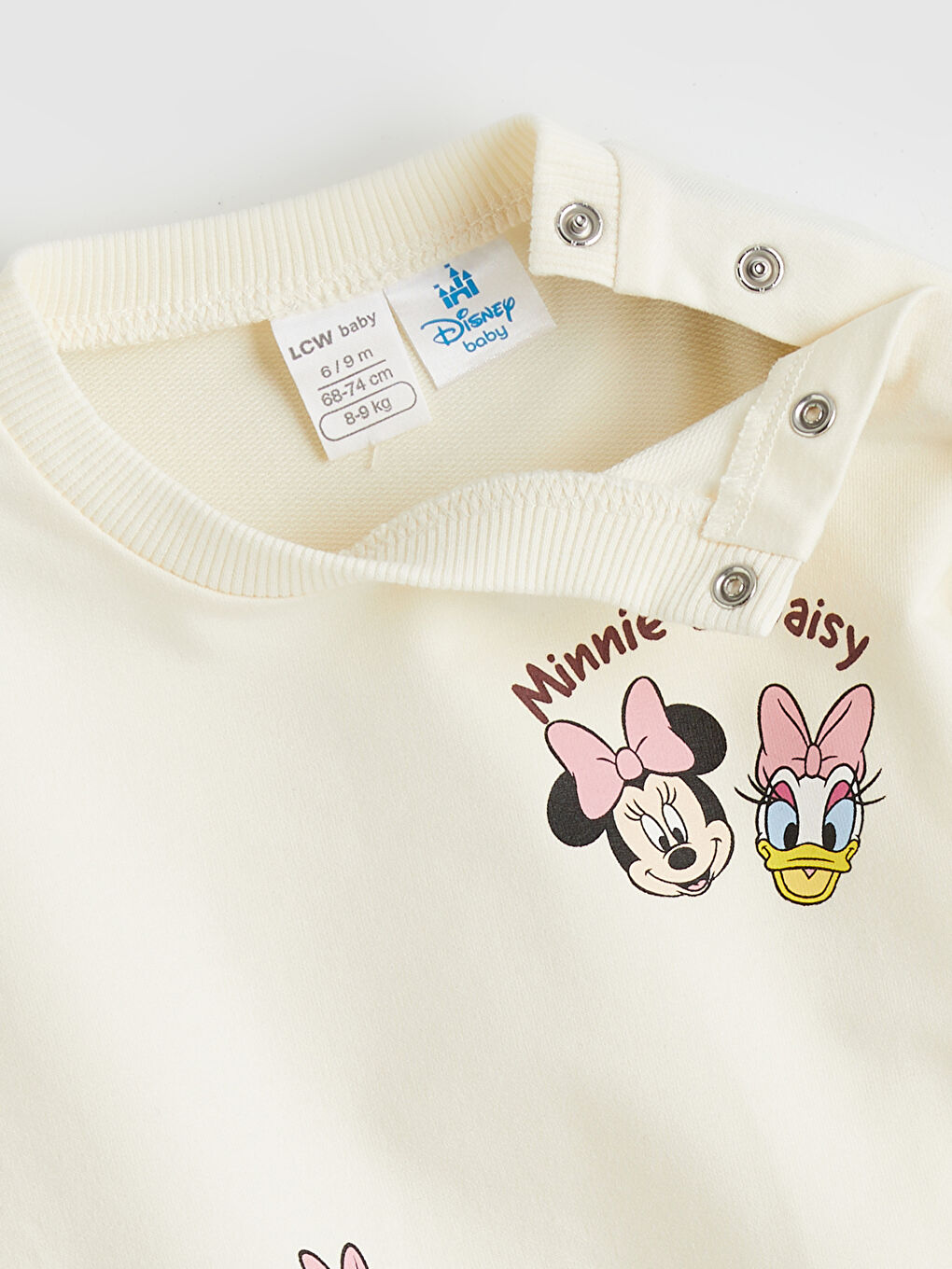 Ekru Minnie Mouse Baskılı Kız Bebek Sweatshirt ve Pantolon-3