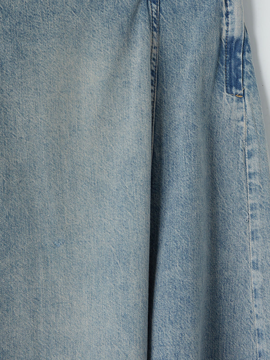 İndigo Yüksek Bel A Kesim Jean Etek-2