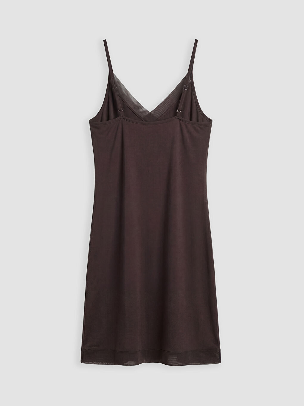 Kahverengi V Yaka İp Askılı Kadın Fantezi Gecelik-1