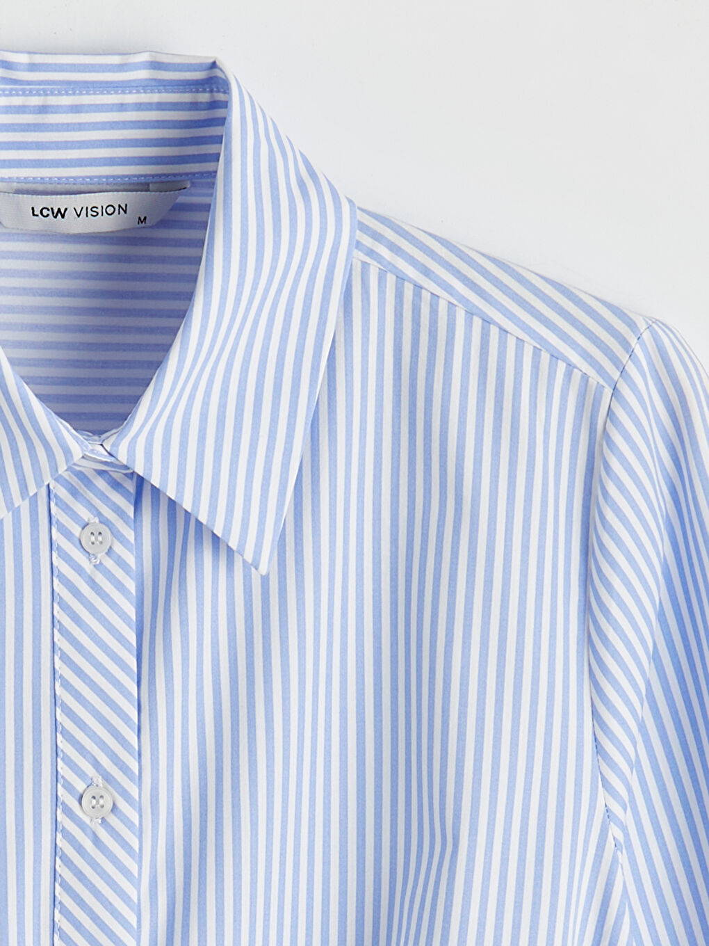 Mavi Çizgili Bağlamalı Kadın Gömlek-5