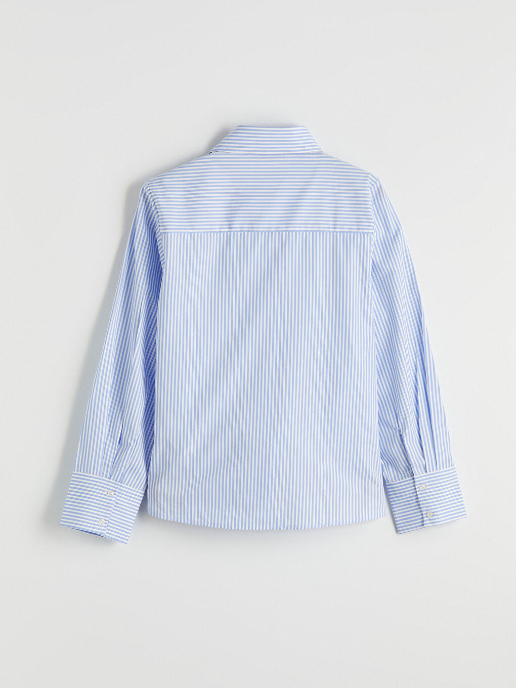 Mavi Çizgili Bağlamalı Kadın Gömlek-6