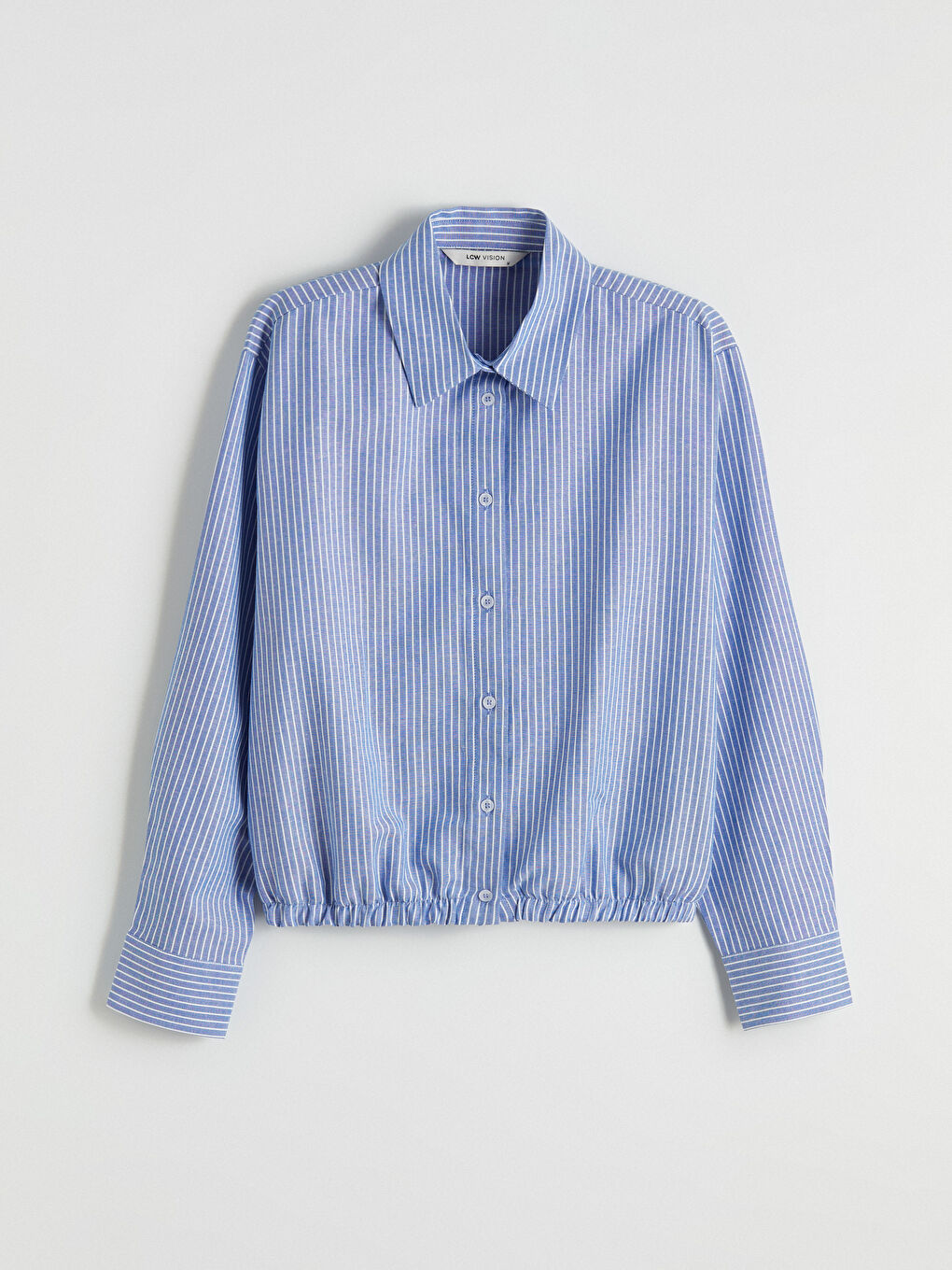 Mavi Çizgili Oversize Oxford Kadın Gömlek-4