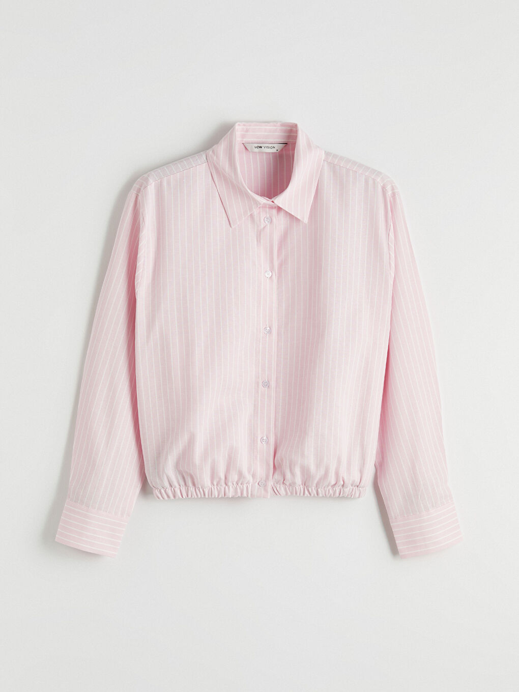 Pembe Çizgili Oversize Oxford Kadın Gömlek-4