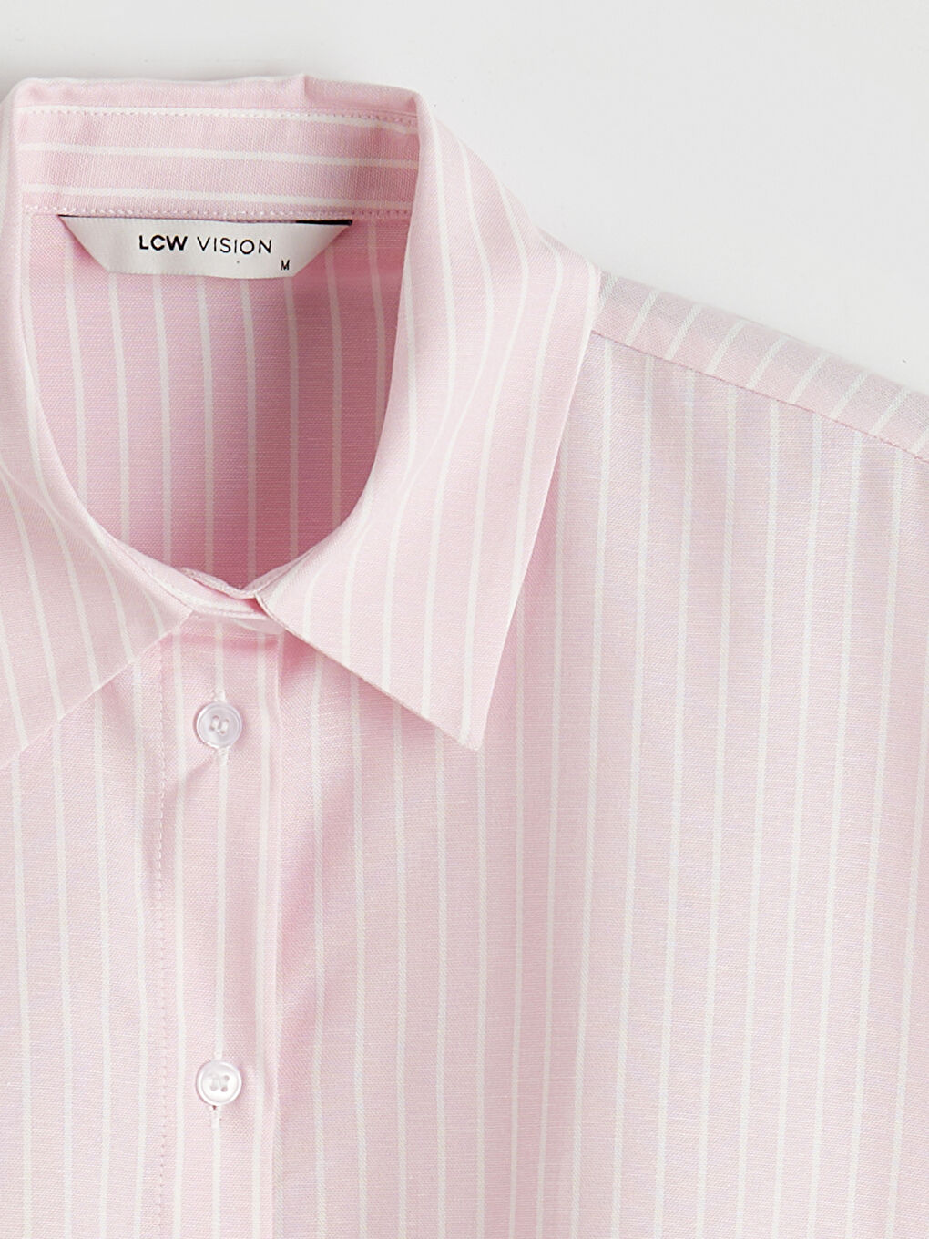 Pembe Çizgili Oversize Oxford Kadın Gömlek-5