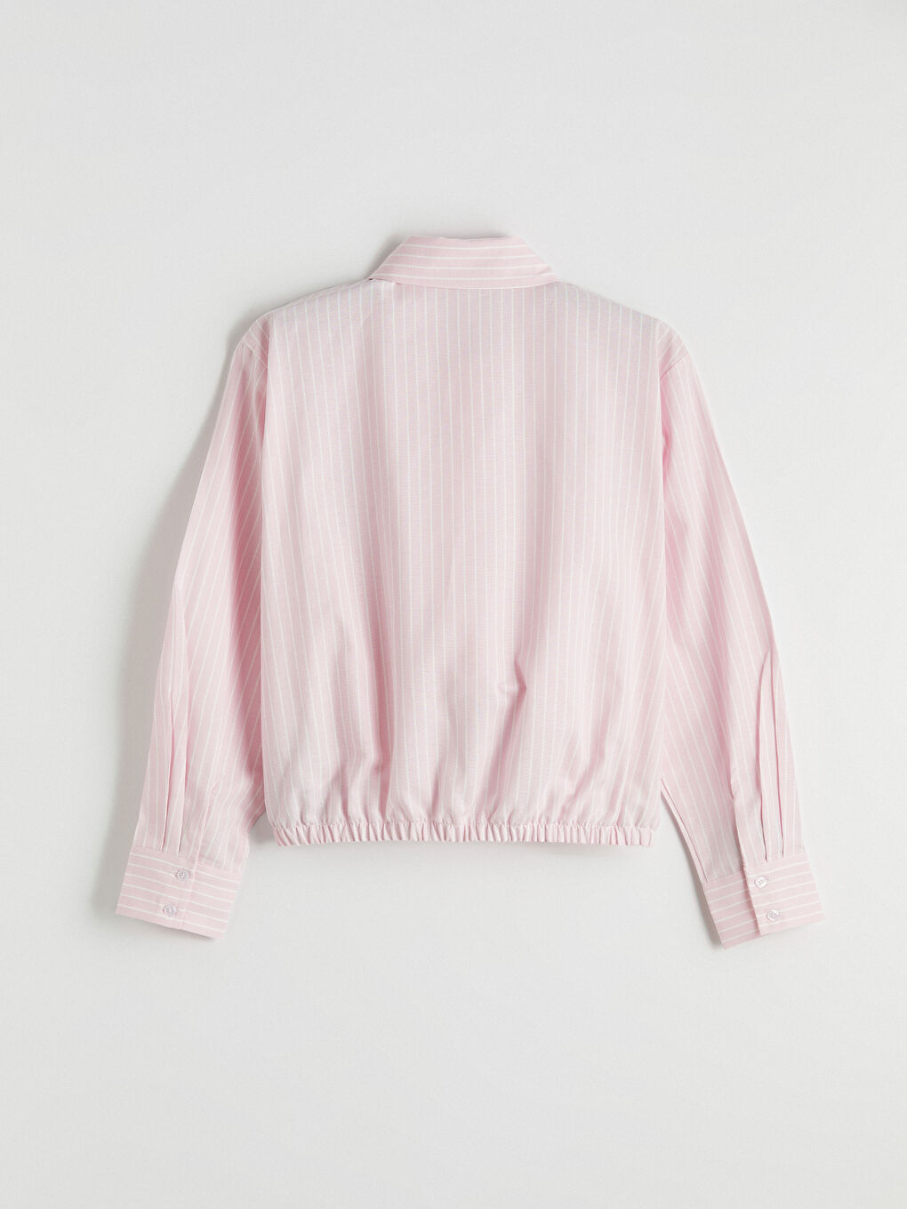 Pembe Çizgili Oversize Oxford Kadın Gömlek-6