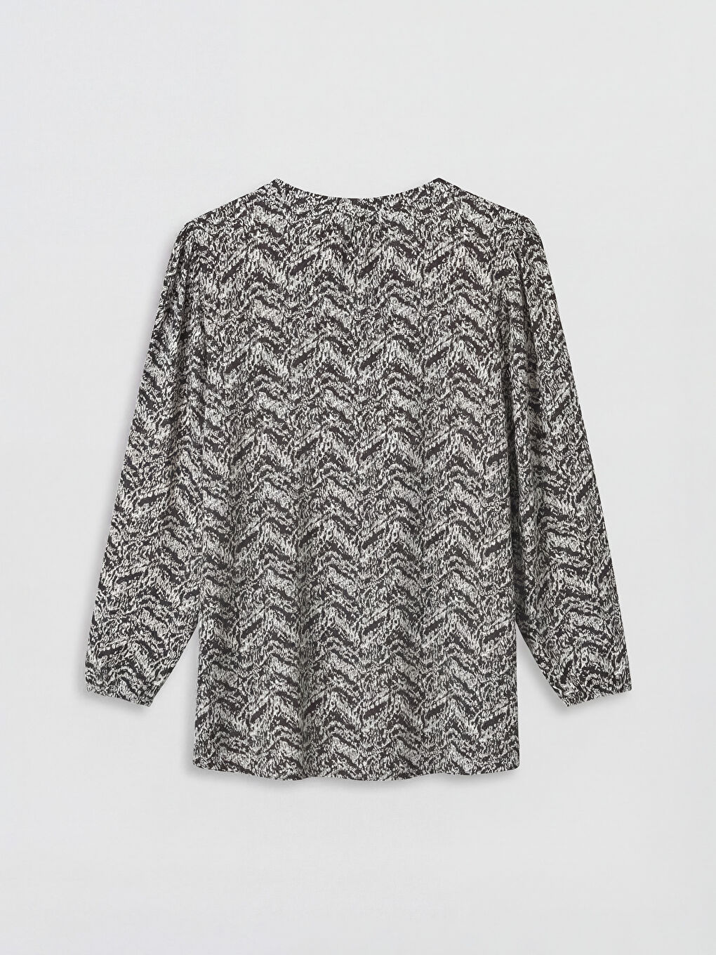 Siyah Bisiklet Yaka Desenli Bluz-1