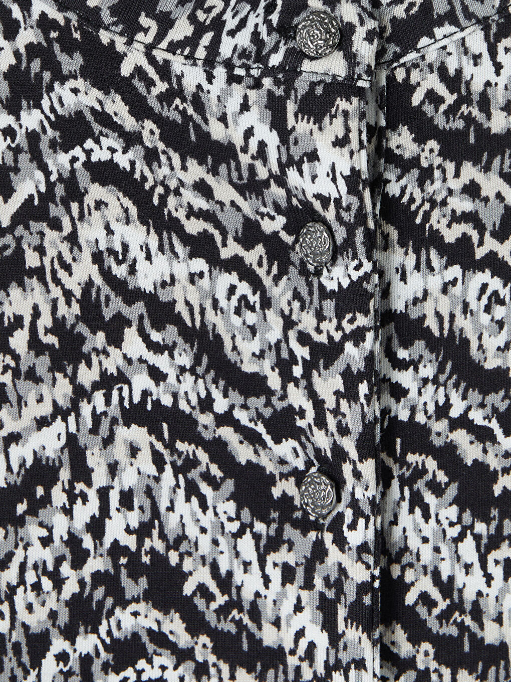 Siyah Bisiklet Yaka Desenli Bluz-2