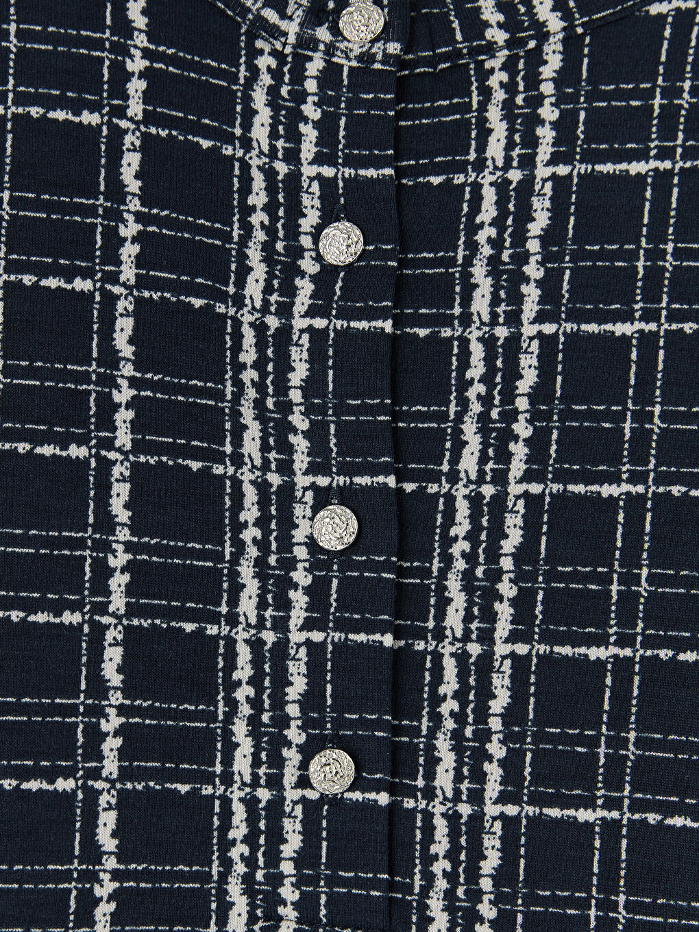 Lacivert Bisiklet Yaka Desenli Bluz-2