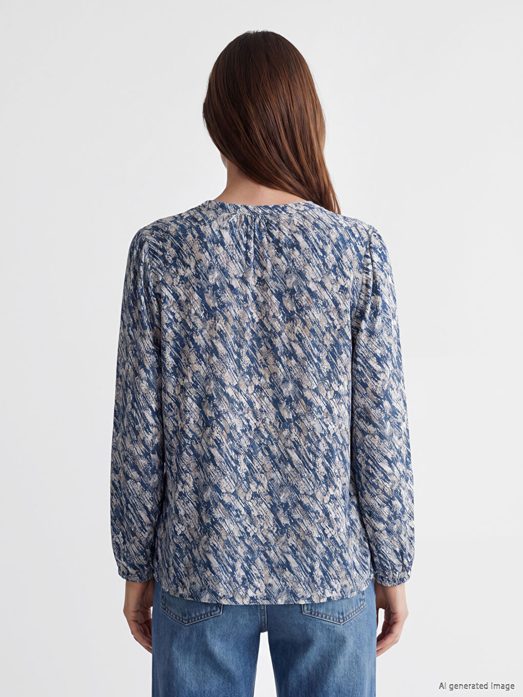Bluza sa okruglim izrezom sa uzorkom-3