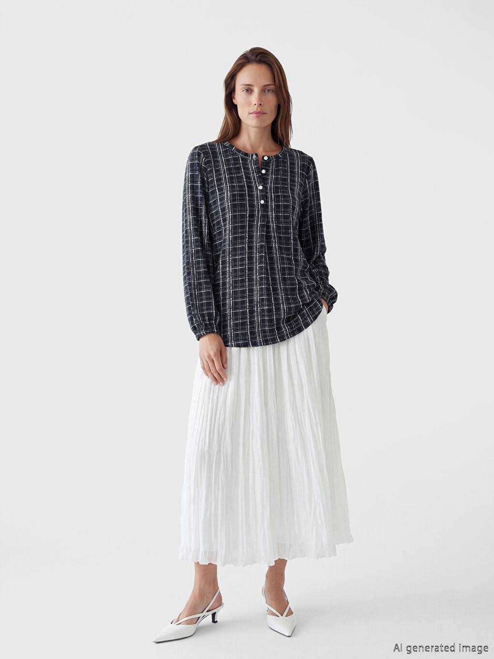 Bluza sa okruglim izrezom sa uzorkom-1