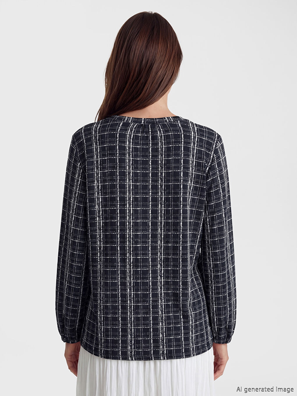 Bluza sa okruglim izrezom sa uzorkom-3