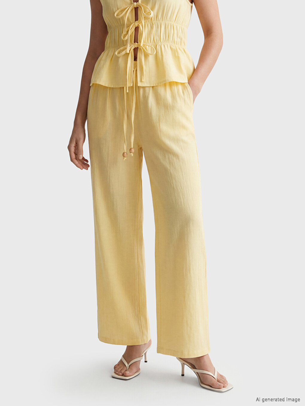 Pantaloni De Femei Din Muselină Cu Talie Elastică-1
