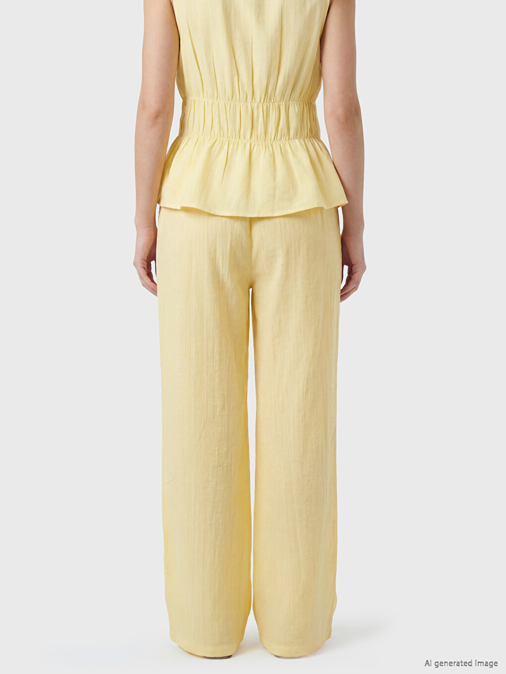 Pantaloni De Femei Din Muselină Cu Talie Elastică-3