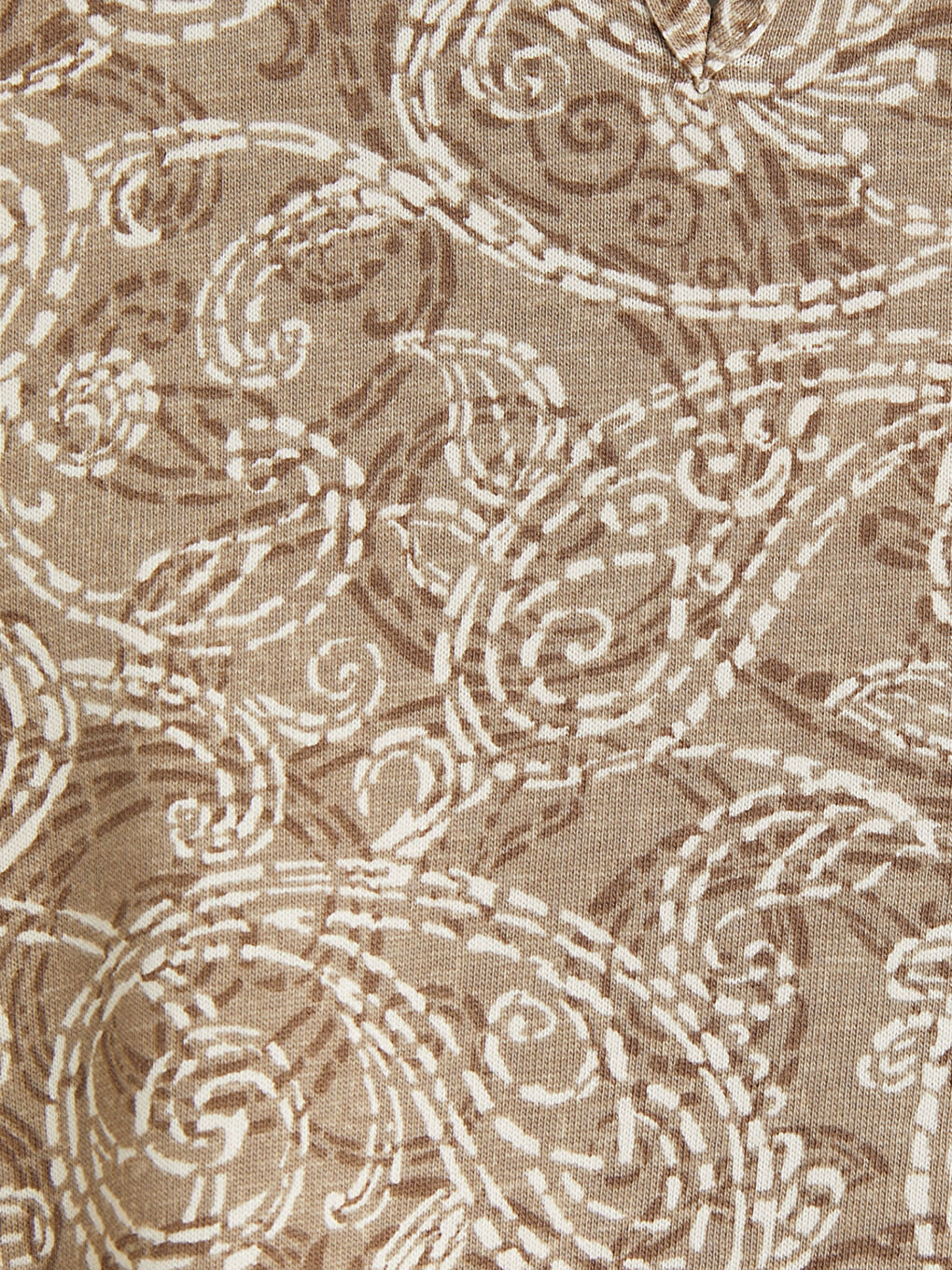 Bej Fırfırlı Dik Yaka Desenli Bluz-2