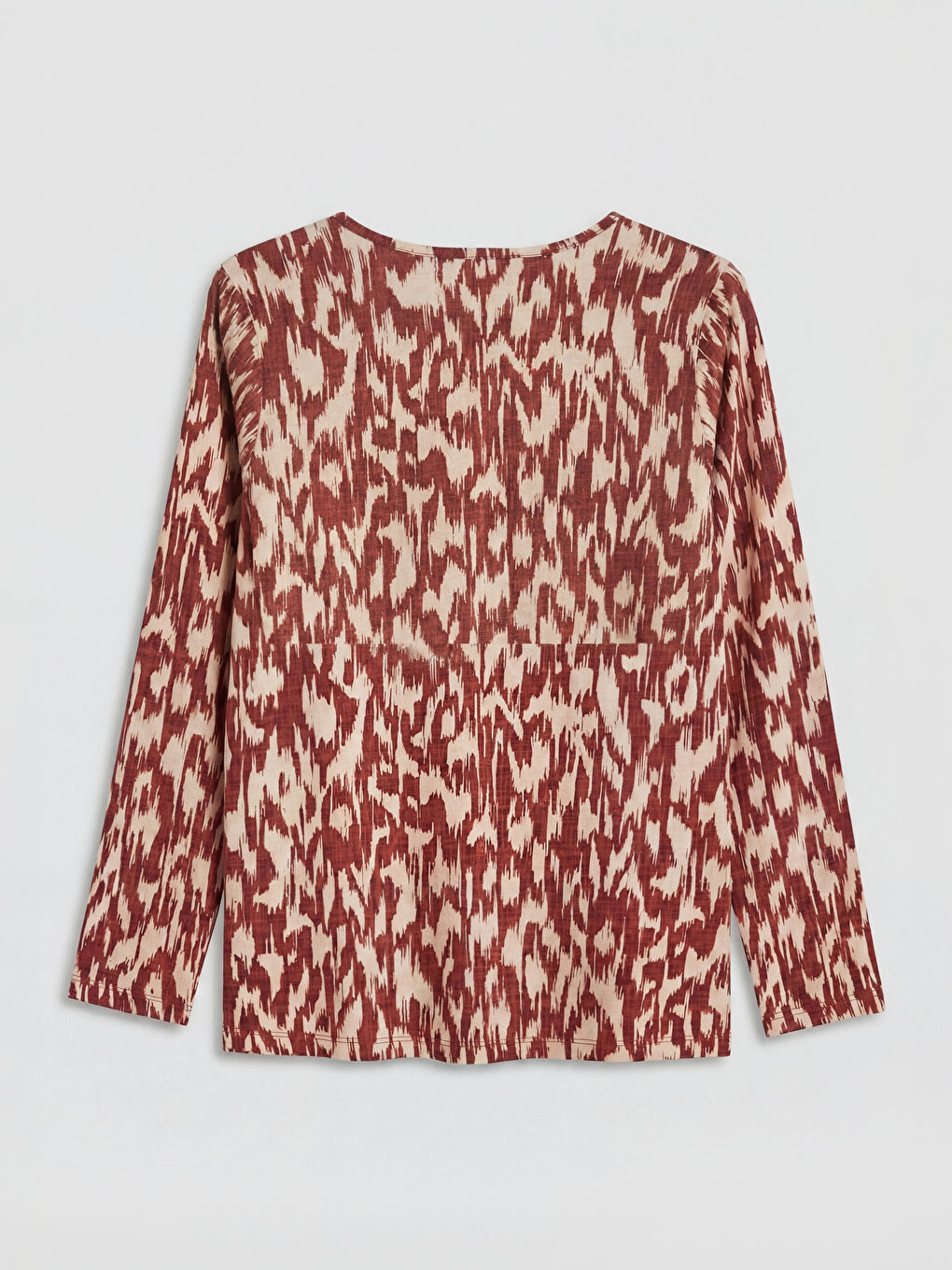 Kahverengi Bisiklet Yaka Desenli Bluz-1