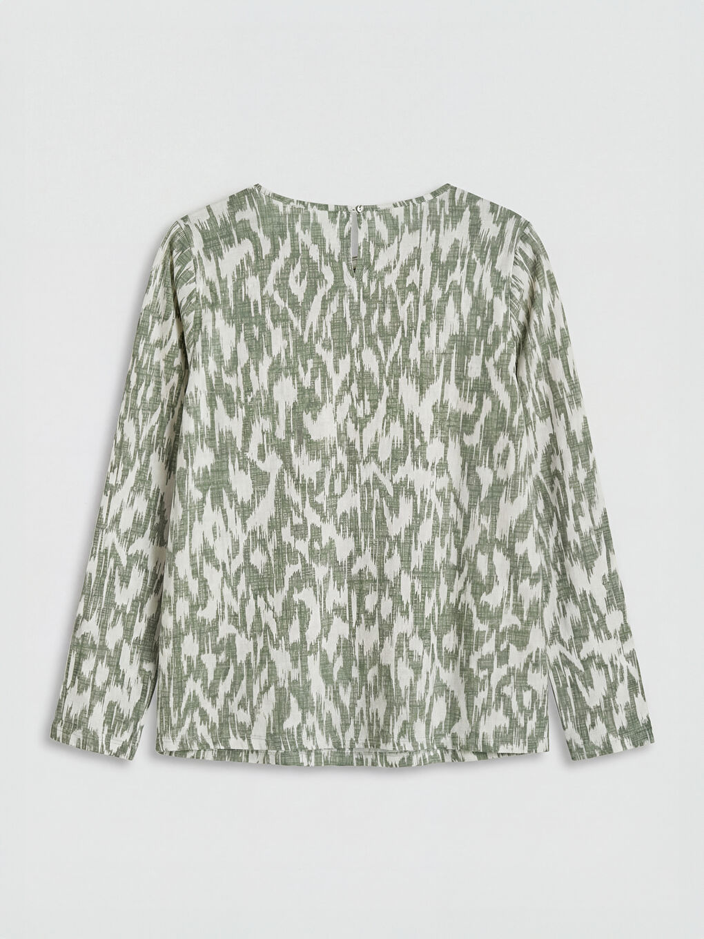 Yeşil Bisiklet Yaka Desenli Bluz-1