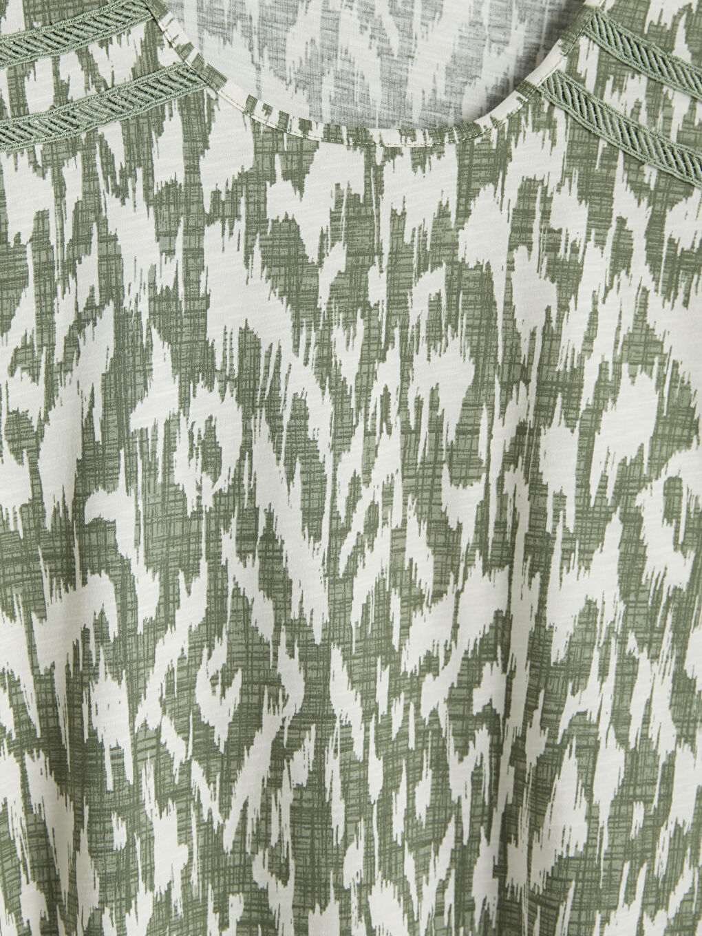 Yeşil Bisiklet Yaka Desenli Bluz-2