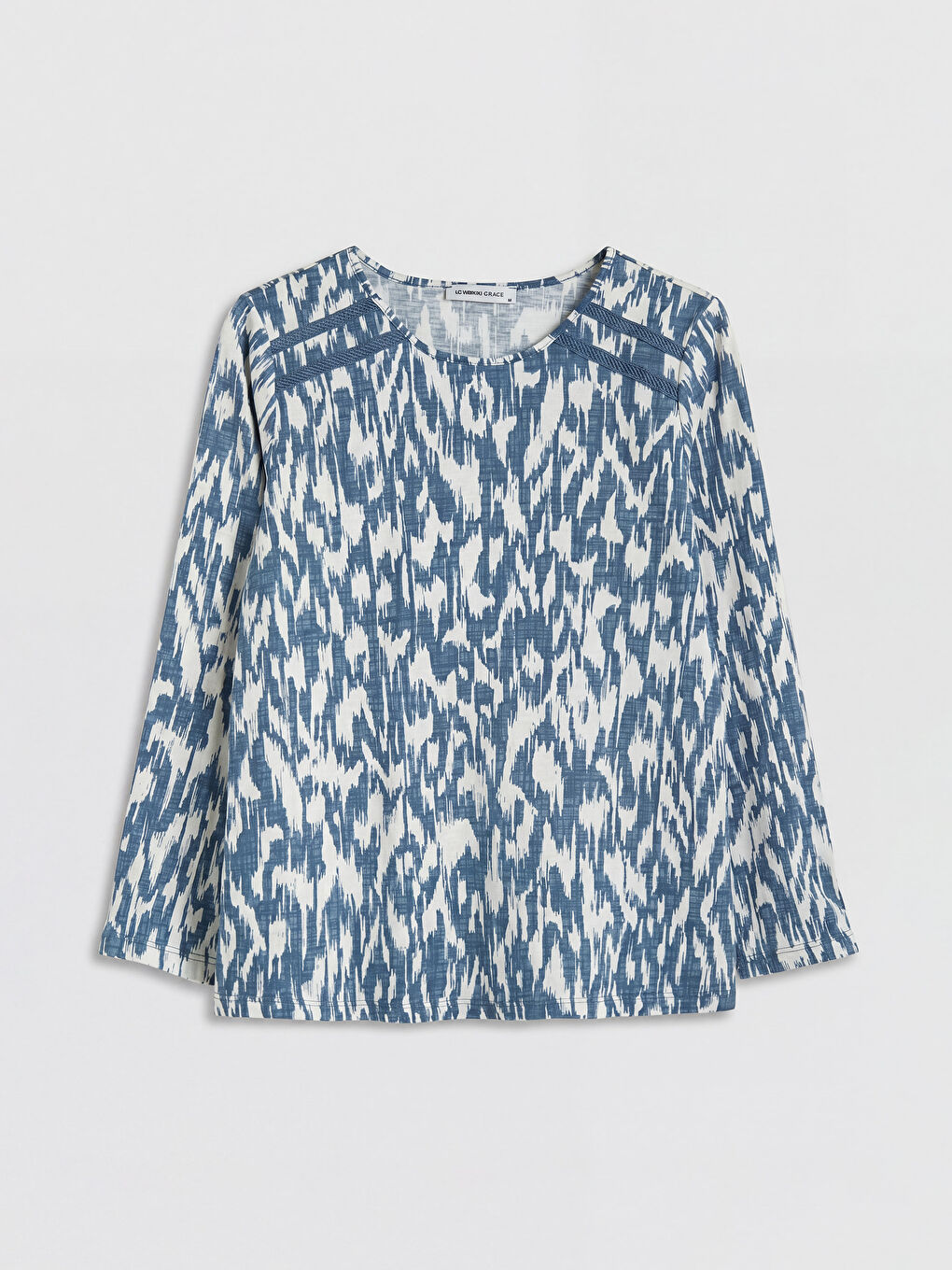 İndigo Bisiklet Yaka Desenli Bluz