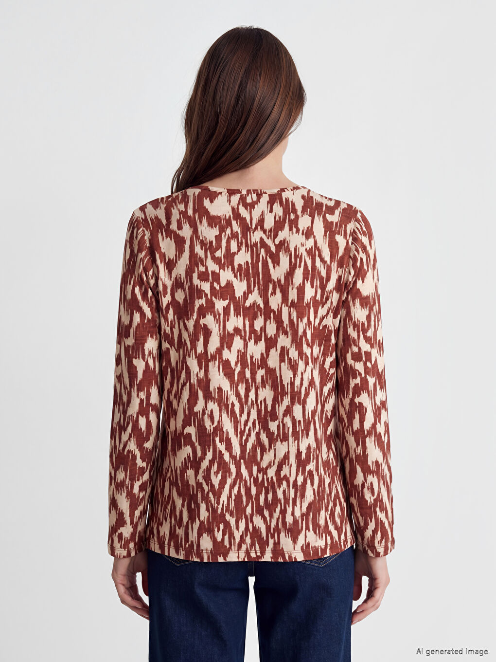 Bluza sa okruglim izrezom sa uzorkom-3