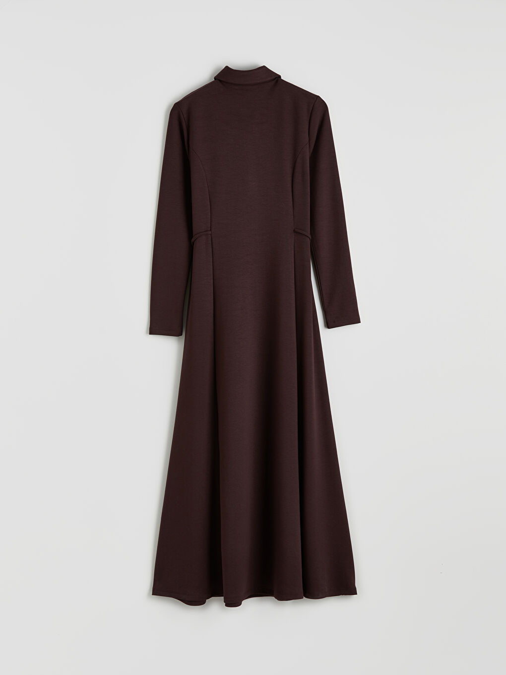 Mürdüm Gömlek Yaka Soft Touch Bağcıklı Elbise-1