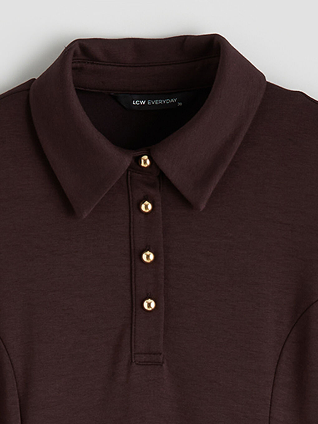 Mürdüm Gömlek Yaka Soft Touch Bağcıklı Elbise-2