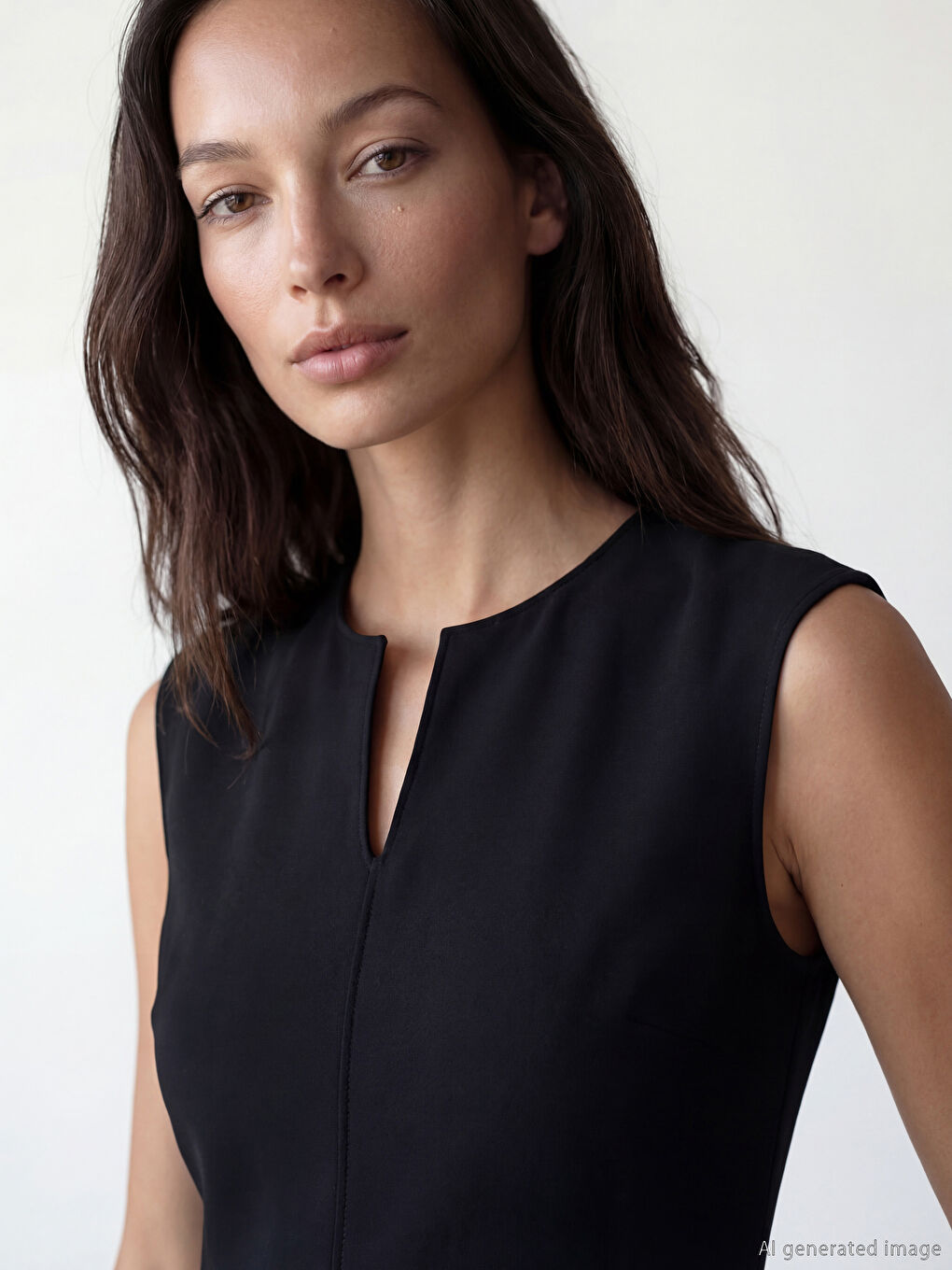 Siyah Kaçık Yaka Bodycon Midi Elbise-2