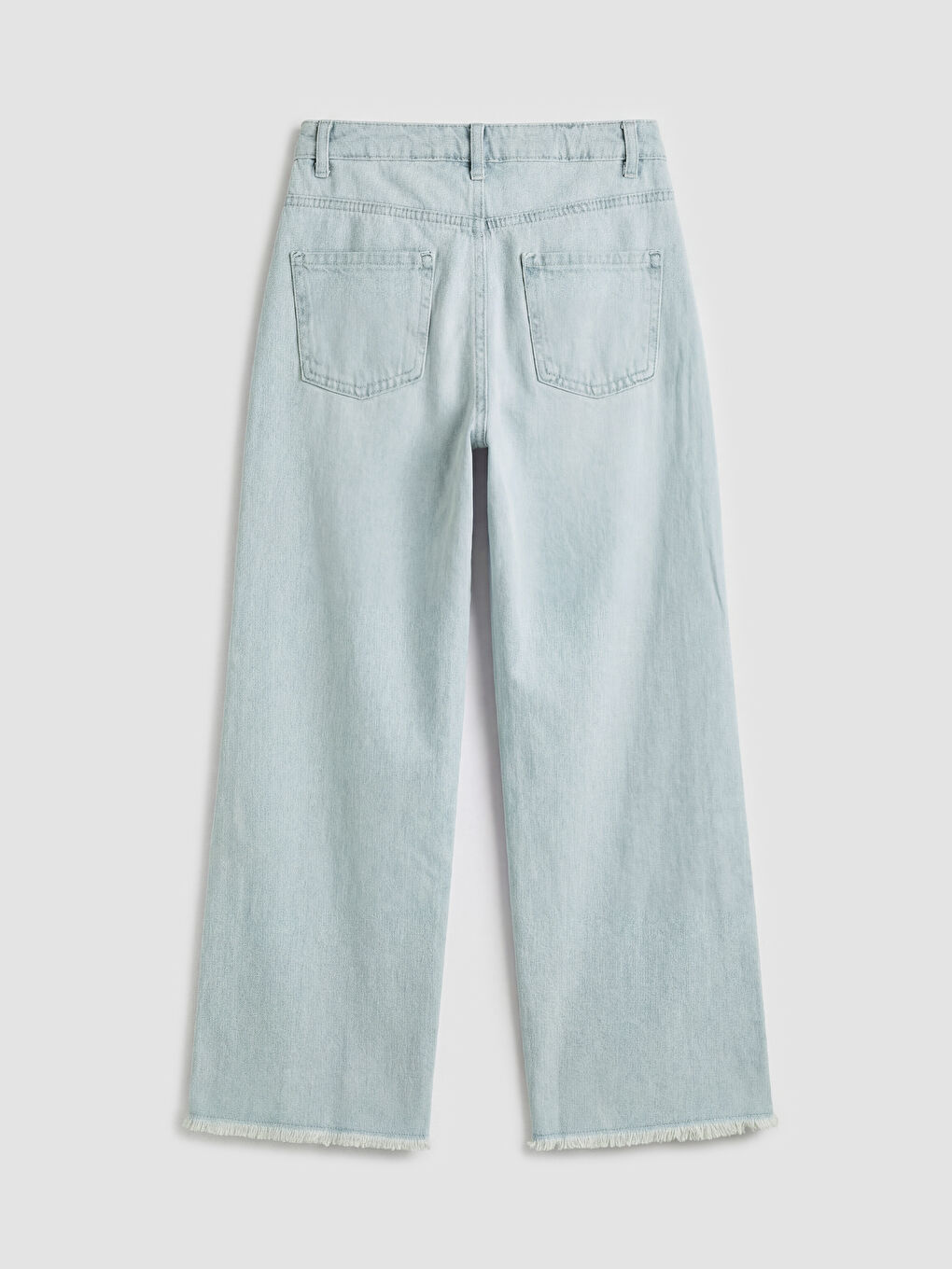 Mavi Wideleg Yırtık Detaylı Kız Çocuk Jean Pantolon-1