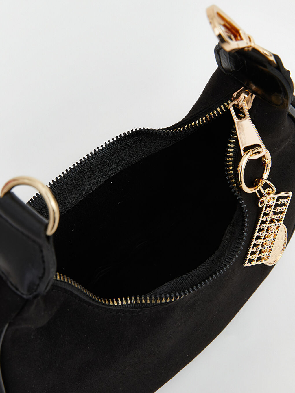 Siyah Süet Görünümlü Kadın Omuz Çantası-2