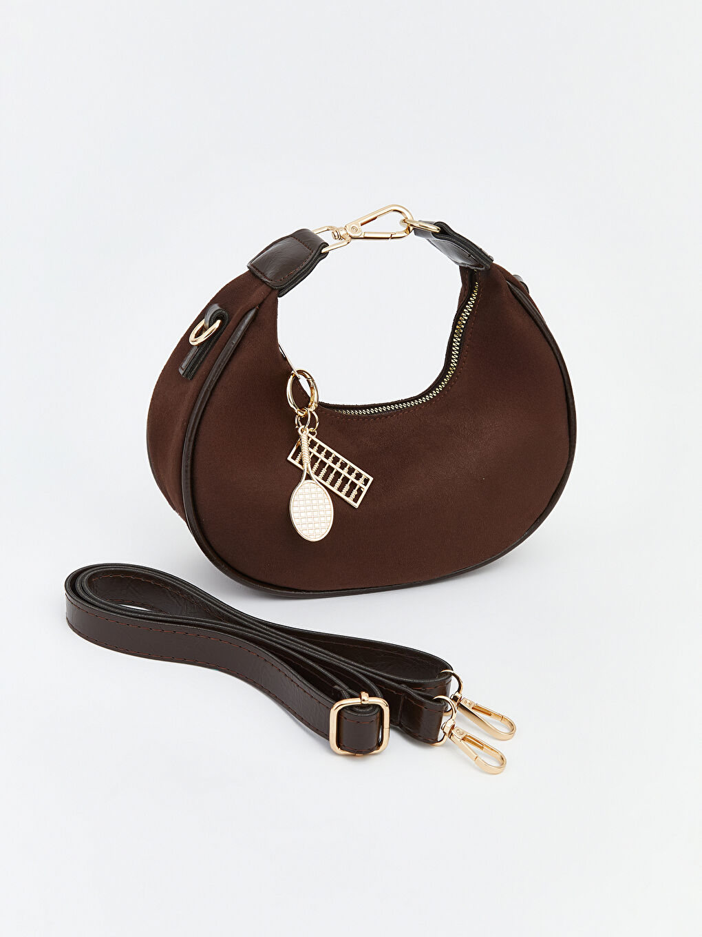 Kahverengi Süet Kadın Omuz Çantası-1