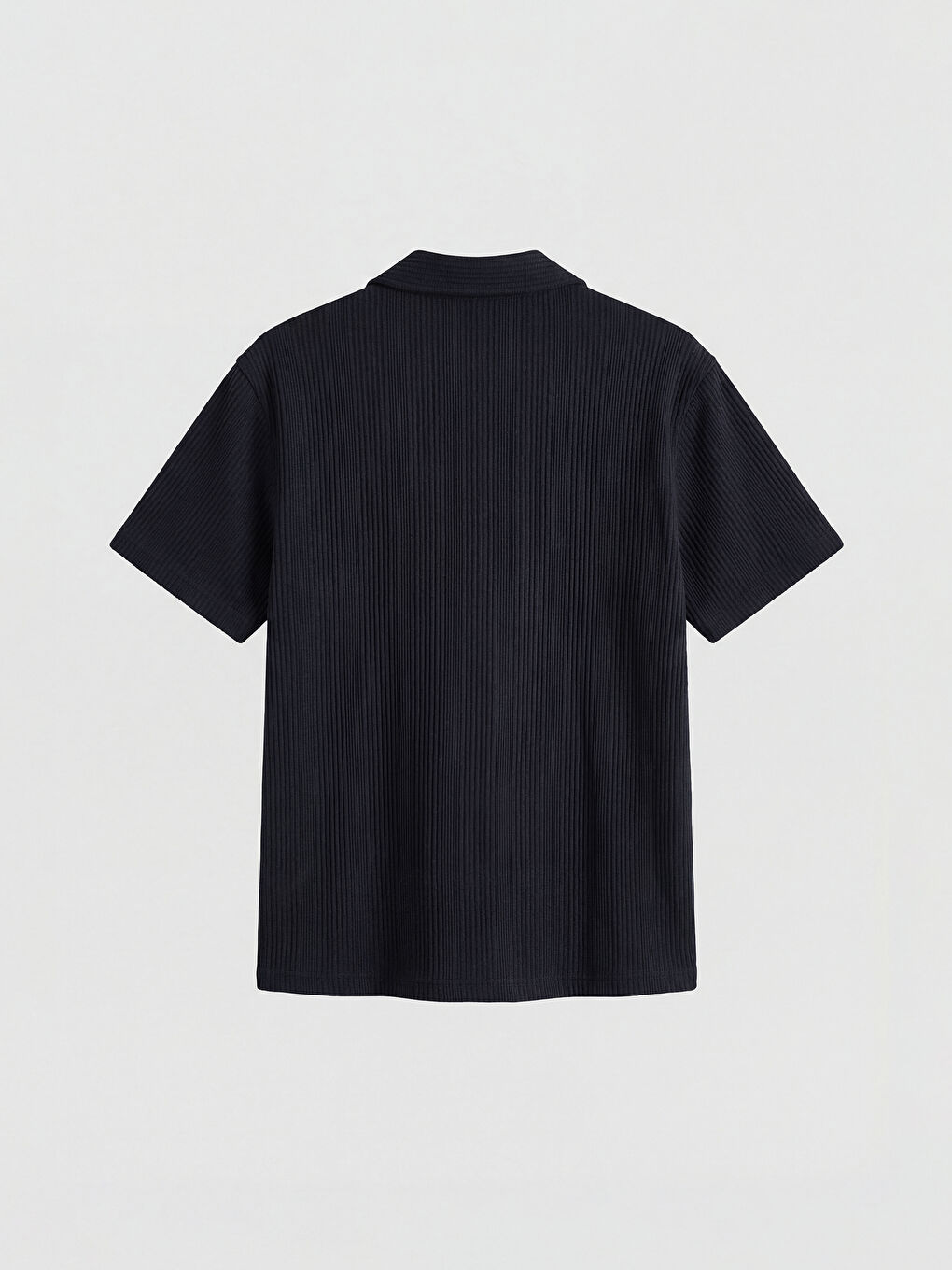 Lacivert Regular Fit Çizgili Armürlü Erkek Gömlek-4