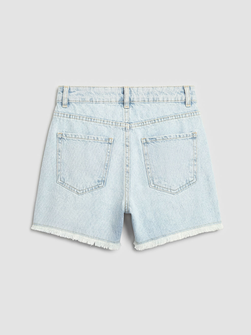 Mavi Yıldız Aplikeli Kız Çocuk Jean Şort-1