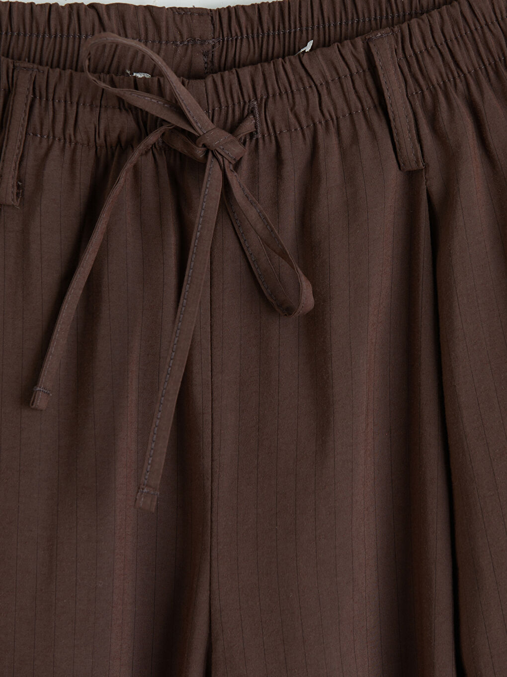 Kahverengi Beli Lastikli Geniş Paça Kadın Pantolon-1