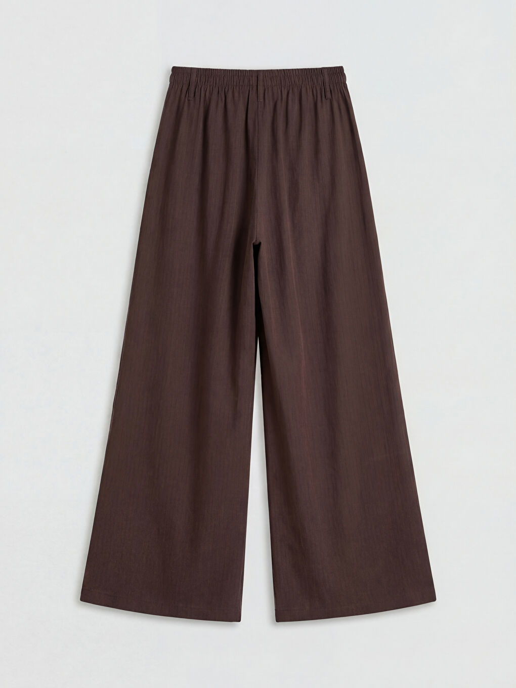 Kahverengi Beli Lastikli Geniş Paça Kadın Pantolon-2
