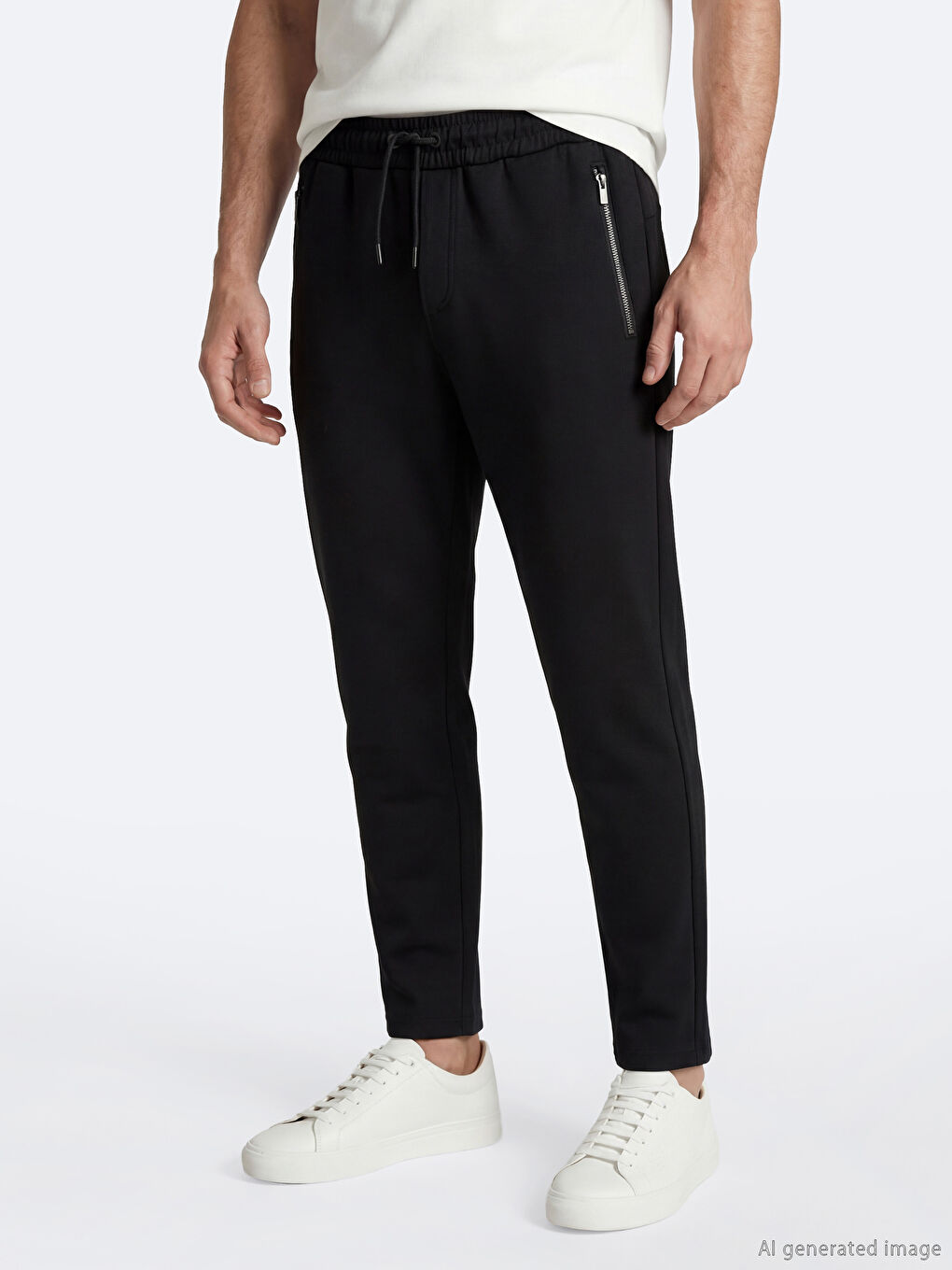 Siyah Rahat Kalıp Erkek Eşofman Altı-1