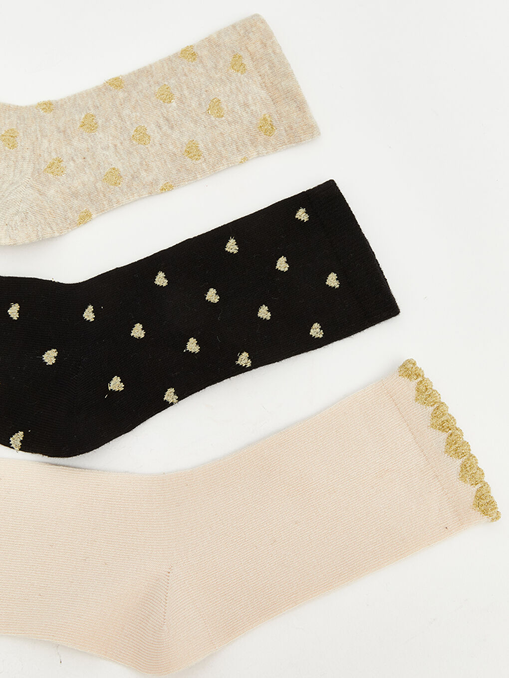 Kahverengi Kalp Desenli Kadın Soket Çorap 5'li Paket-1