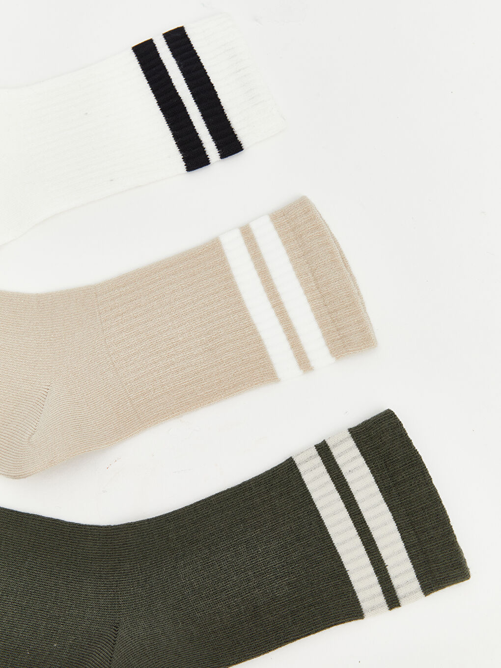 Ekru Çizgili Kadın Soket Çorap 5'li-1