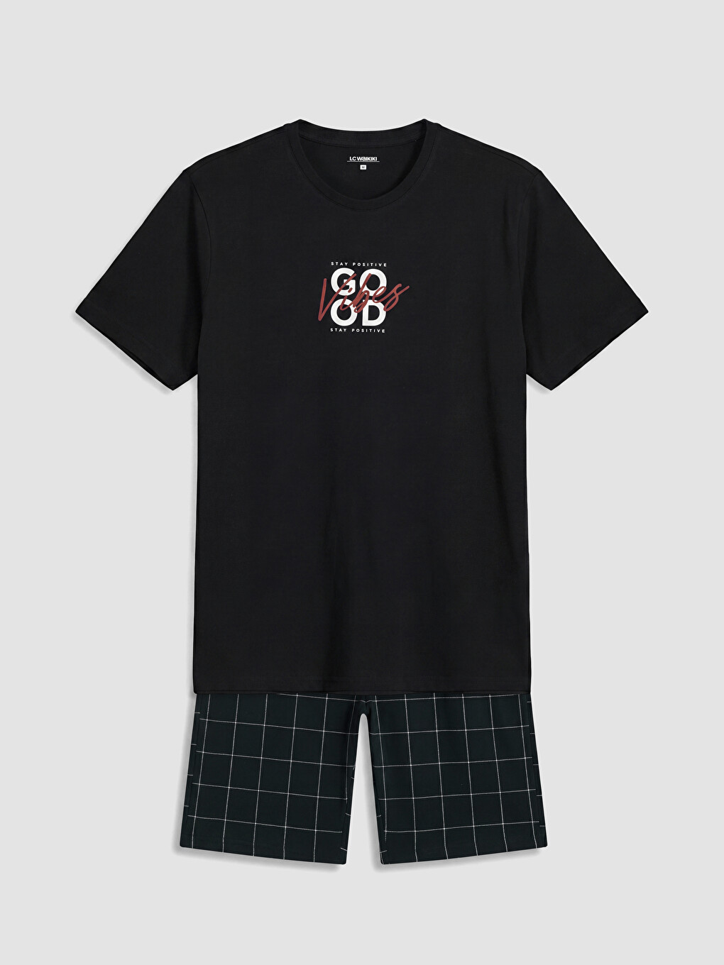 Siyah Baskılı Erkek Şortlu Pijama Takımı