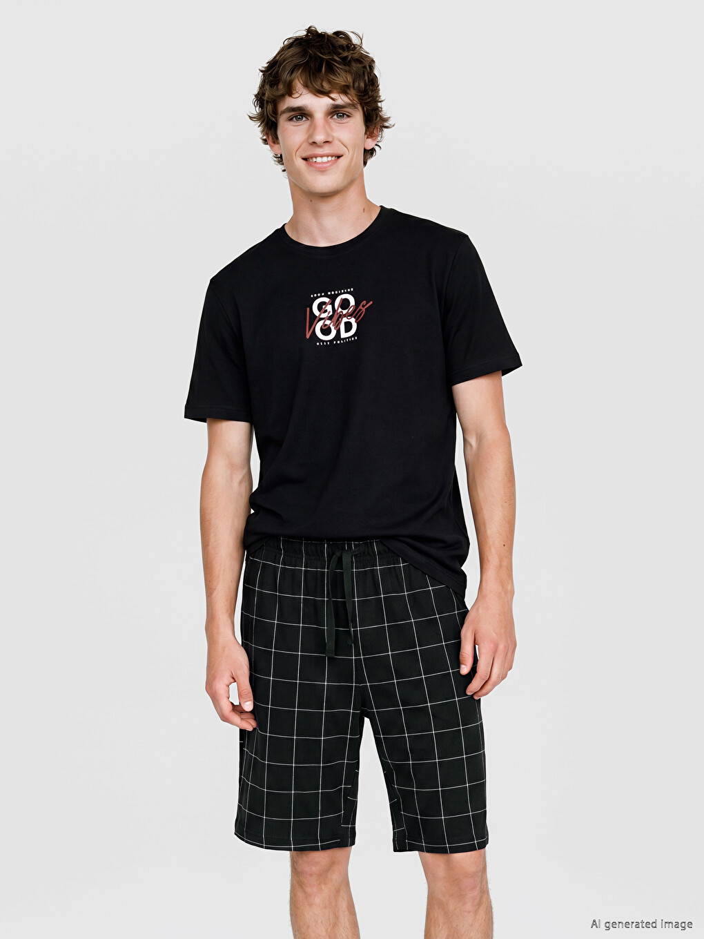 Printed Men's Shortie Pyjamas Set-1