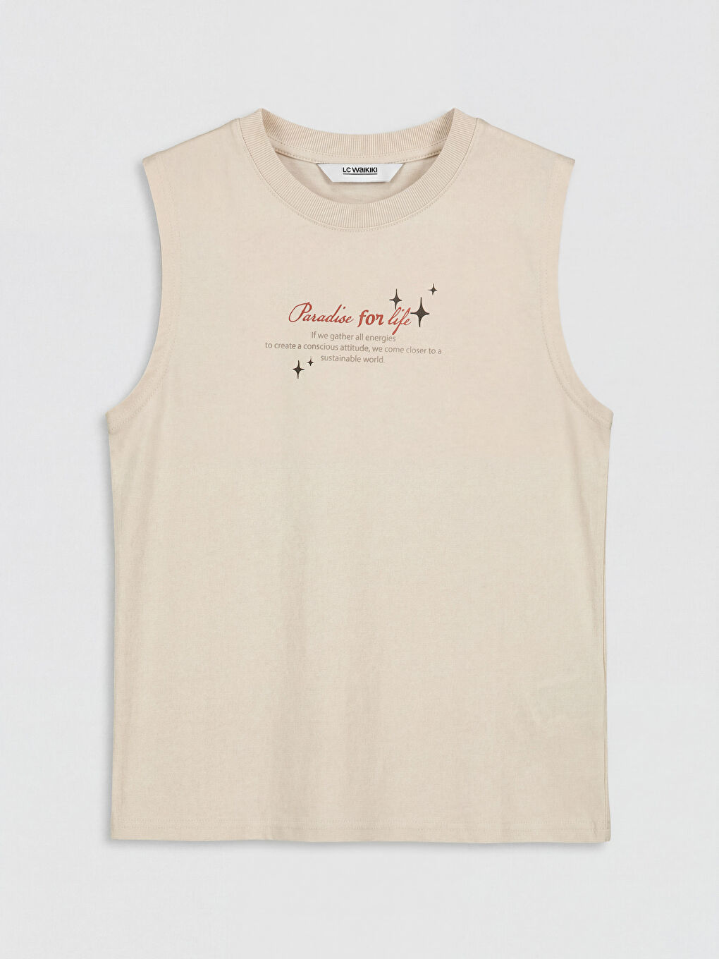 Bej Baskılı Erkek Çocuk Atlet-1