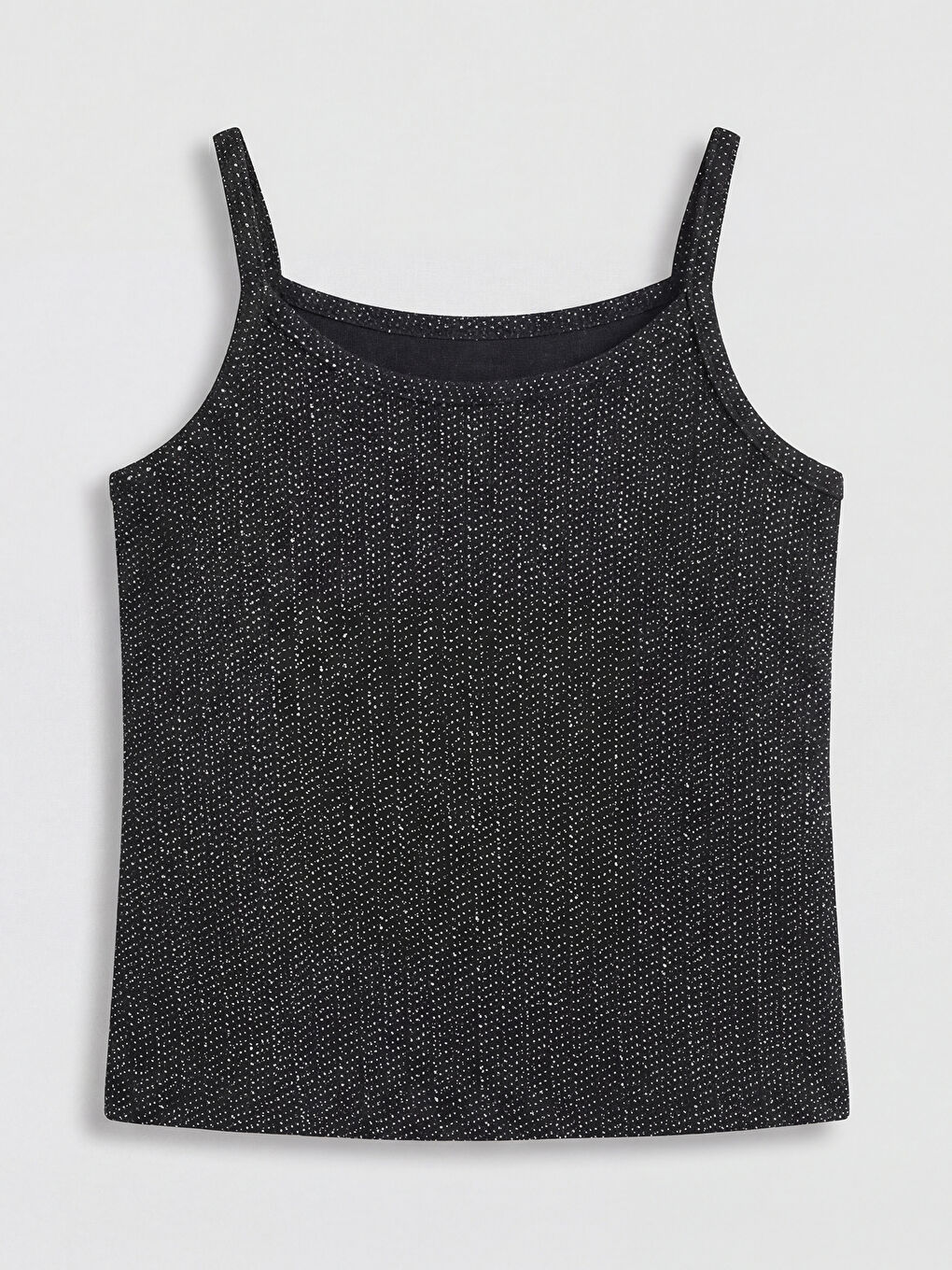 Siyah Kare Yaka Simli Fitilli Kız Çocuk Atlet