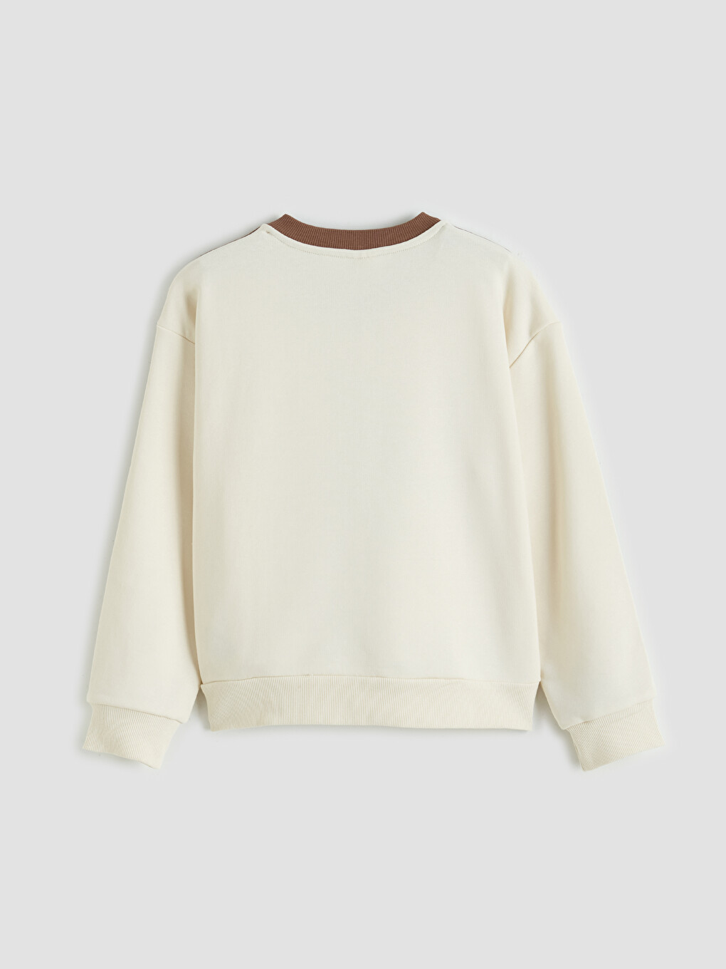 Ekru V Yaka Kız Çocuk Sweatshirt-1