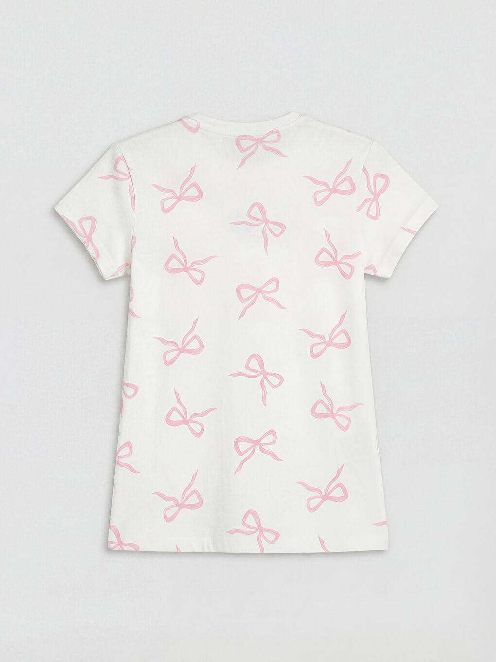 Ekru Fiyonk Desenli Kız Çocuk Gecelik-1