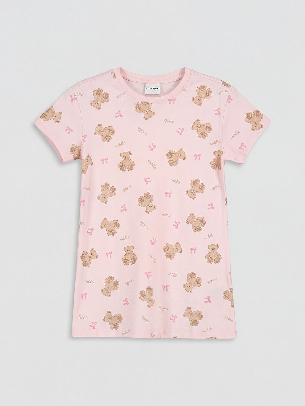 Pembe Bisiklet Yaka Baskılı Kız Çocuk Gecelik