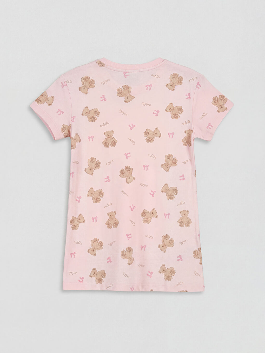 Pembe Bisiklet Yaka Baskılı Kız Çocuk Gecelik-1