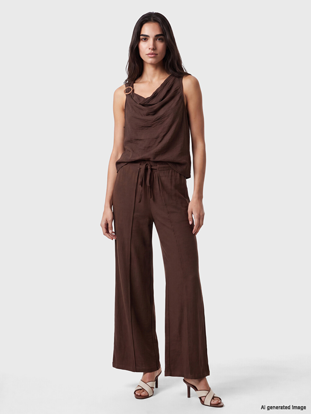 Elastic Waist Wide Leg Women's Trousers