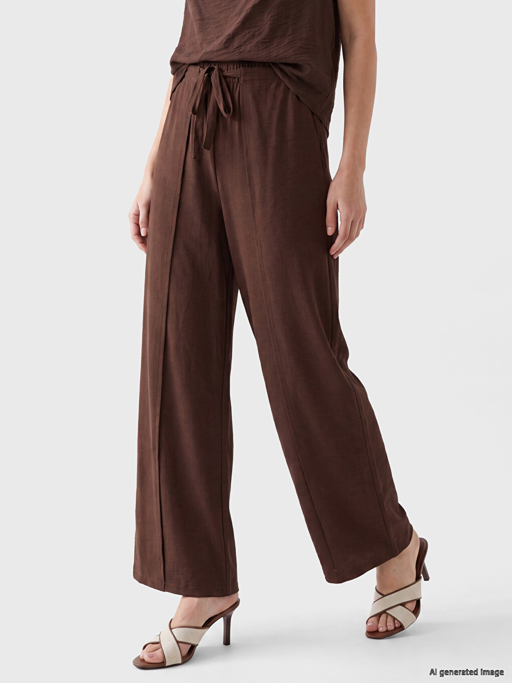 Elastic Waist Wide Leg Women's Trousers-1