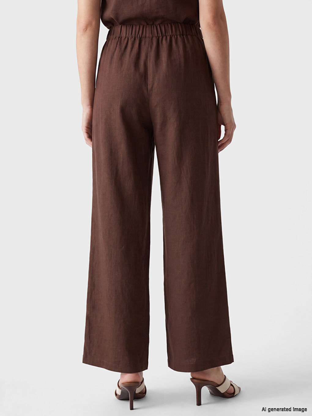 Elastic Waist Wide Leg Women's Trousers-3